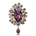 Crystal Halo Brooch with Teardrop Dangle in Three Colors view 1