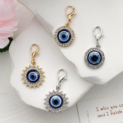 Main product view of rhinestone Blue Evil Eye Lobster-Clasp Charms in Four Designs