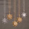 Sun Zircon Pendant And Oval Link Ring Necklaces Gold Steel view 3