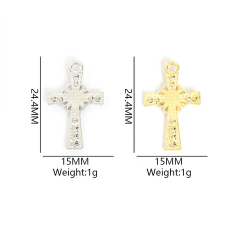 Printed dimensions and weight for the rhinestone cross charm