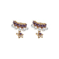 Purple Crystal and Pearl Fringe Star Ear Clip Pair view 5