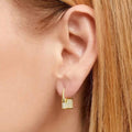 Gold Tone Padlock Shape Pavé Stud Earrings Clear Stones view 2