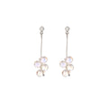 Iridescent Bead Cluster Long Threader Stud Earrings view 5