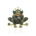 Crowned Green Mosaic Frog Brooch With Emerald Crystal Eyes view 1