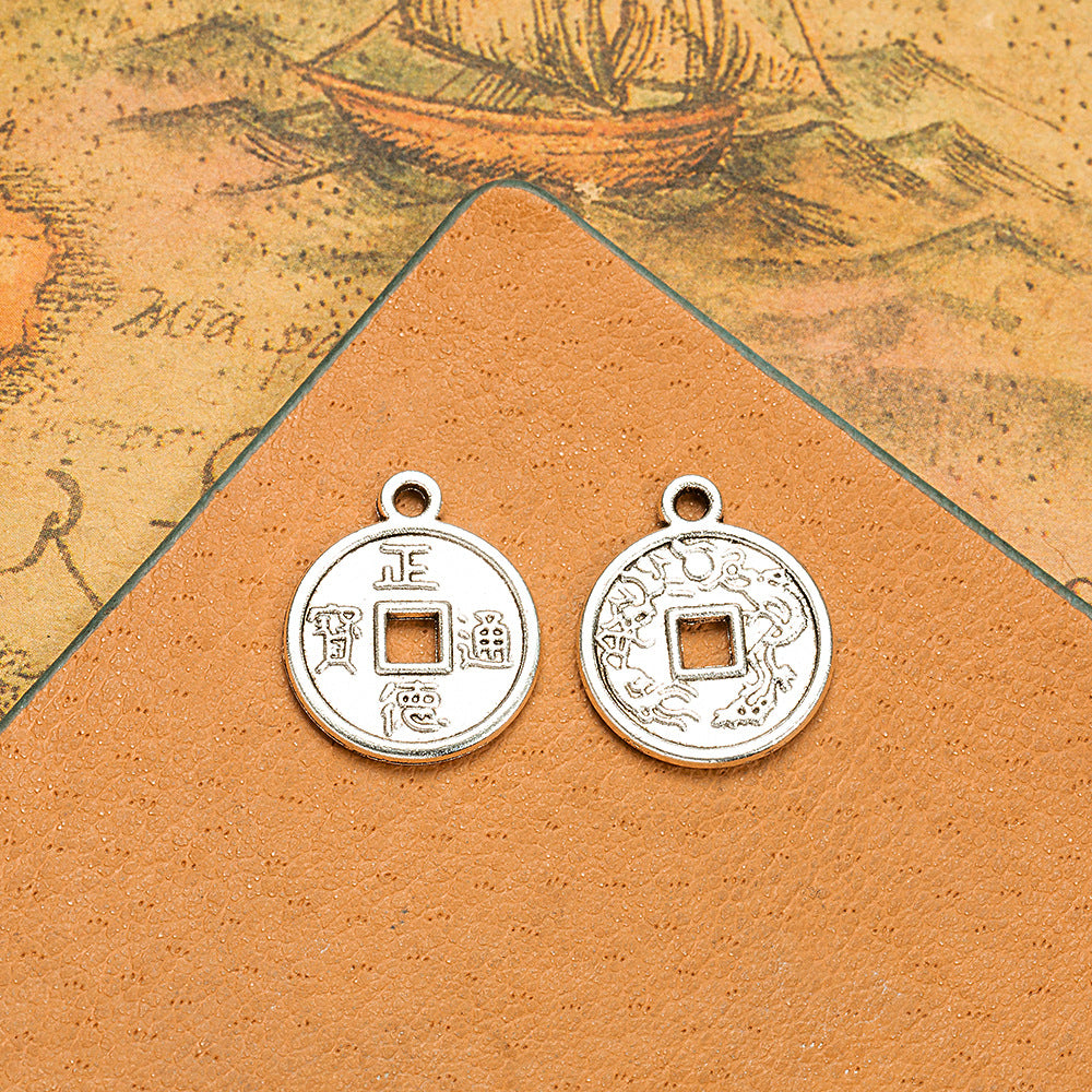 Alloy Chinese Coin Charm Pendant 15mm