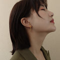 Minimal Bar Stud Earrings With Connecting Chain Tassel Pair view 3