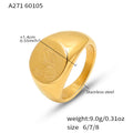 Gold Butterfly And Peony Engraved Signet Rings Sizes view 6