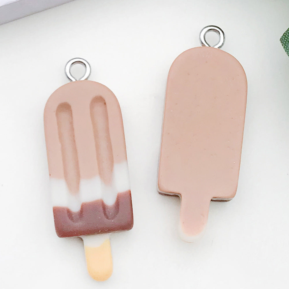 Gradient Resin Ice Cream Popsicle Charm Pendant for DIY Keychain Bag Jewelry Accessories