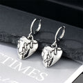 Silver Tone Cracked Heart Pendant Necklace and Huggie Earrings view 2