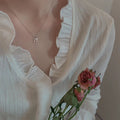 Silver-Tone Cherry Pendant Necklace with Pearl Beads and Leaves view 3