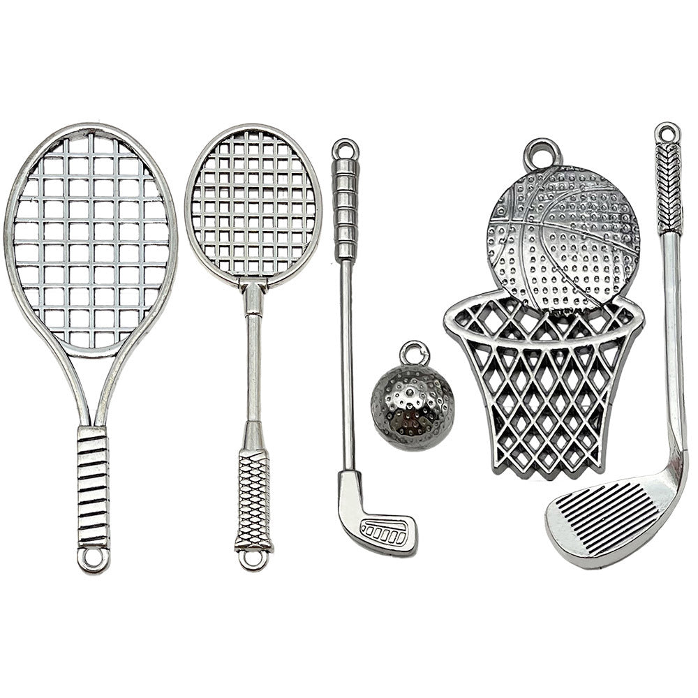 Zinc Alloy Golf Club Tennis Racket Badminton Racket charm pendants for DIY sports jewelry