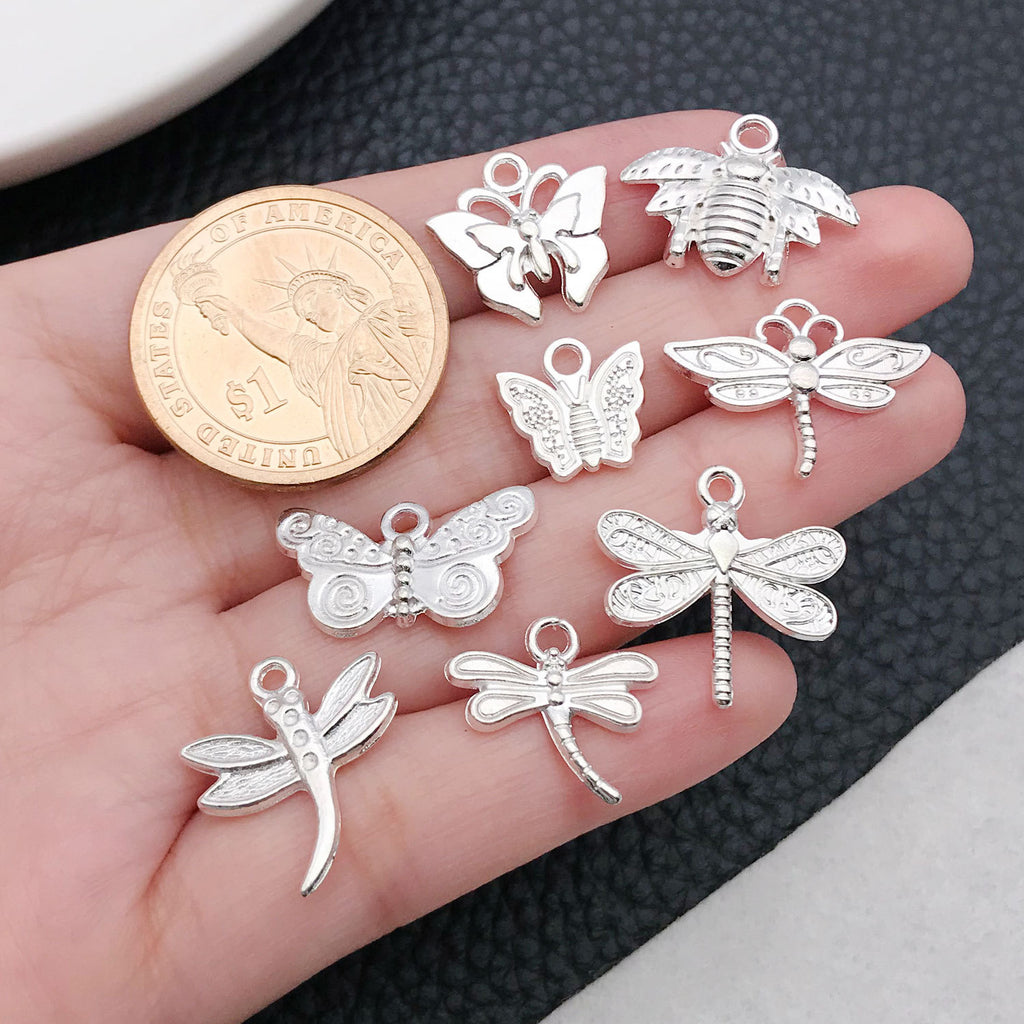 Zinc Alloy Insect Bee Butterfly Dragonfly charm pendants for DIY earrings necklaces bracelets