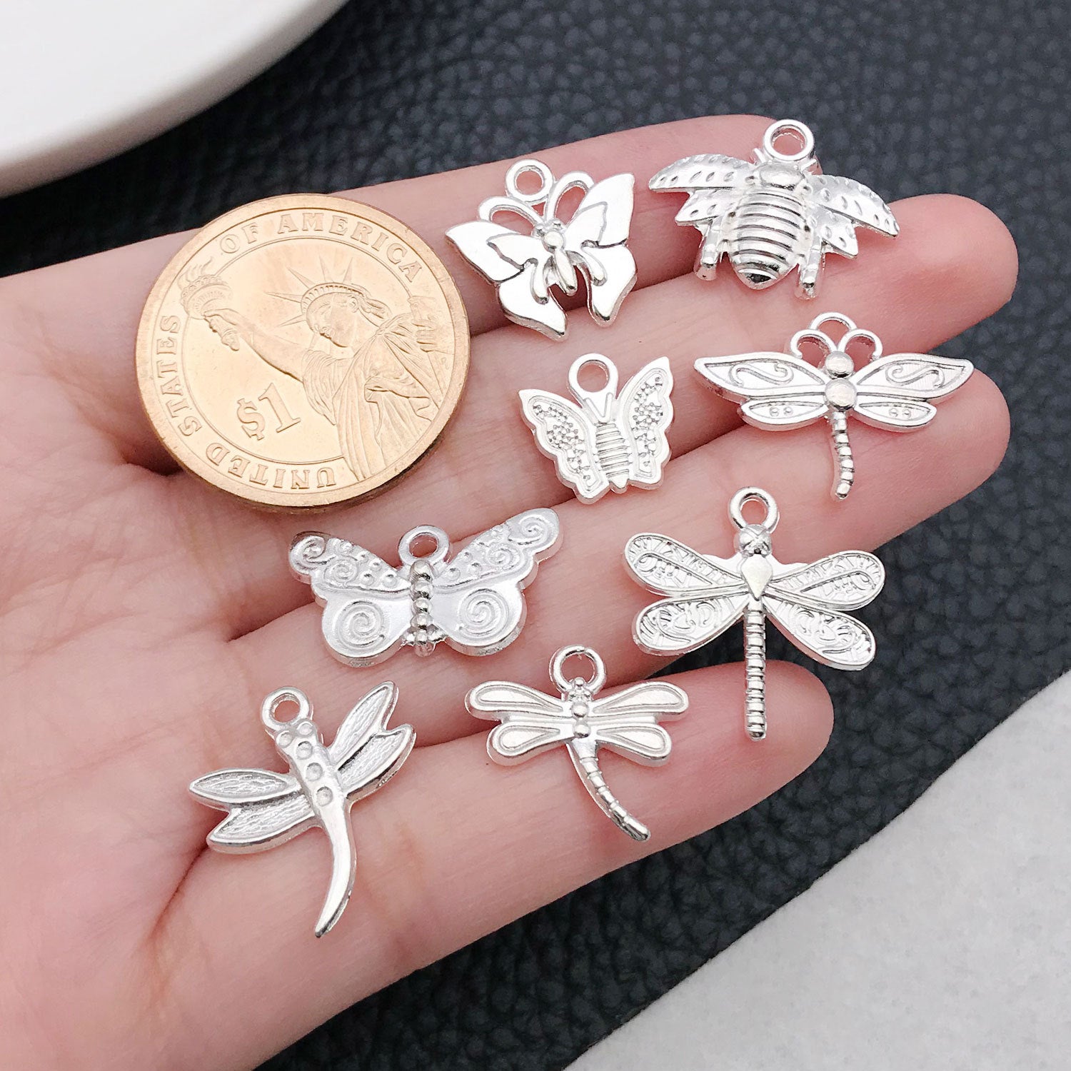 Zinc Alloy Insect Bee Butterfly Dragonfly charm pendants for DIY earrings necklaces bracelets