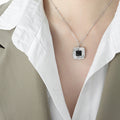 Knot Weave Square Pendant Necklace Stud Earrings Black White view 9