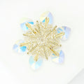 Gold Tone AB Crystal Heart Snowflake Rhinestone Brooch view 4