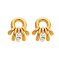 Octopus Ring Pearl Drop Stud Earrings Stainless Steel view 5