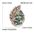 Iridescent Shell Effect Disc Brooch With Feathered Bird Curve view 6