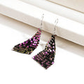 Purple Gradient Sequin Mesh Geometric Long Hook Earrings view 1