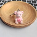 Flocked Heart Teddy Bear Keychains Lobster Clasp 4 Colors view 9