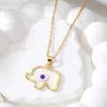 Gold Tone Elephant Evil Eye Pendant Necklace 7 Colors view 9