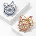 Crystal Ship Anchor Brooch in Blue or Pink Colorways view 2