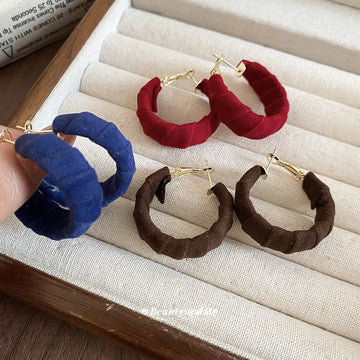 Brown Fabric Wrapped Chunky Hoop Earrings Jewelry Design