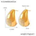 Teardrop Stud Earrings Zircon Pave Panel Gold Silver Metal view 6
