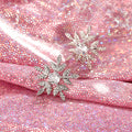 Silver Tone Layered Snowflake Clear Stone Stud Earrings view 3