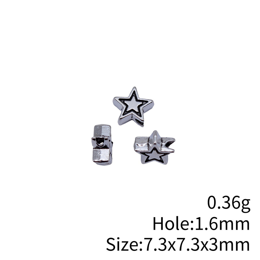 7.3x7.3x3mm 0.36g Antique Silver Zinc Alloy Star Small Hole Spacer Beads for Bracelet Necklace DIY Making