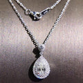 Silver Tone Pear Halo CZ Drop Pendant Necklace On Chain view 2