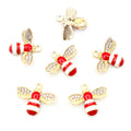 Striped Enamel Bee Pendants with Crystal Wings in Five Colorways view 6