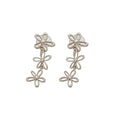 Silver Open Flower Linear Clip On Earrings Statement Jewelry Design view 5