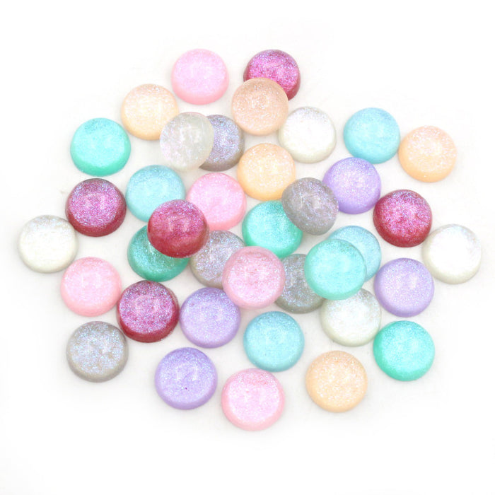 Glossy Round Resin Cabochons in Nine Soft Color Options