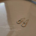 Clear Rhinestone Open Teardrop Stud Earrings Gold Tone view 4