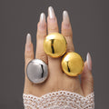 Large Domed Smooth Statement Rings Gold Steel Tone view 3