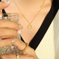 Gold White Shell Smiley Face Smile Letter Pendant Necklace view 4