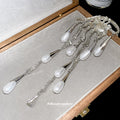 Silver Tone Eye Motif Pearl Teardrop Tassel Brooch Pin view 2