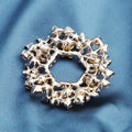 Blue and Clear Crystal Wreath Brooch in Silver Tone view 4