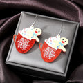 Silver Tone Printed Acrylic Christmas Novelty Hook Earrings view 8