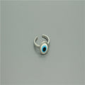 Round Enamel Evil Eye Adjustable Rings in Gold and Silver Tone view 7