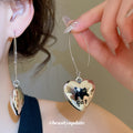 Silver Cat Heart and Star Hook Earrings Fashion Jewelry view 3