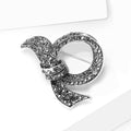 Black Crystal Looped Ribbon Brooch with Textured Details view 3