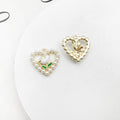 Zinc Alloy Pearl Heart Rose Charm Pendant for DIY Keychain Necklace Earrings