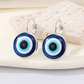 Round Blue Evil Eye Leverback Earrings in Four Sizes and Finishes view 3