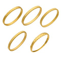 Gold Steel Textured Hinge Bangle Bracelets Mixed Patterns view 5