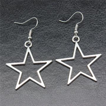 Open Star Drop Earrings in Detailed Metal Finishes for Jewelry Making