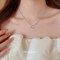 Light Blue Seed Bead Necklace Blue Crystal Heart Silver Heart view 2