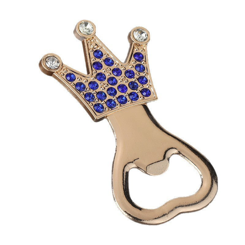 Colorful Crown Rhinestone Bottle Opener Keychain for Beer Gifts