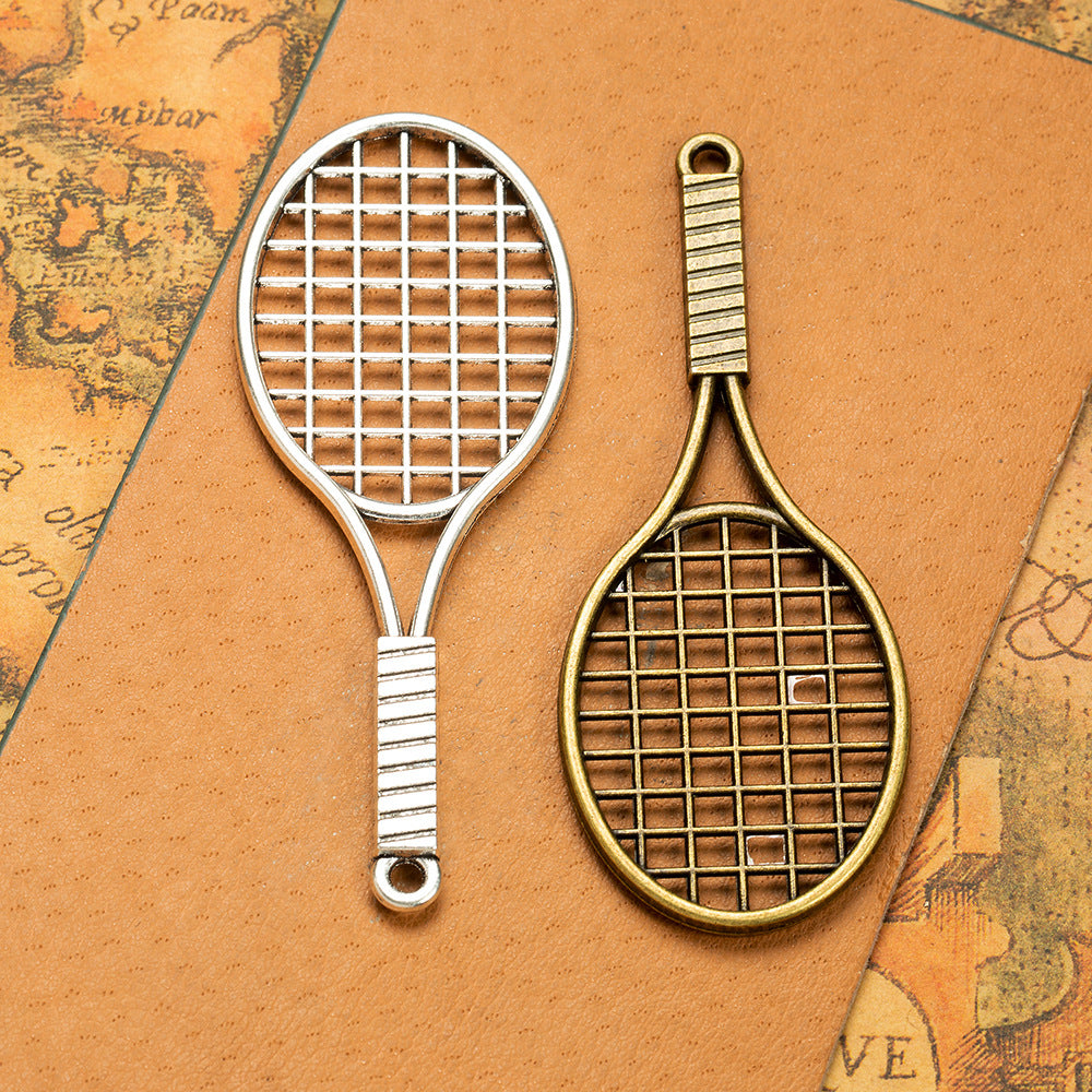 78x31mm Vintage Tennis Racket Alloy Charm Pendant