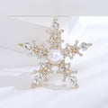Pearl Center Snowflake Brooch In Silver And Gold Tones view 4